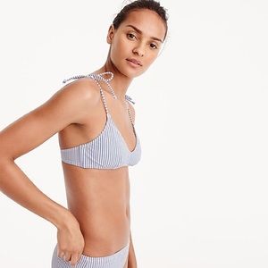J. Crew shoulder-tie bikini in seersucker